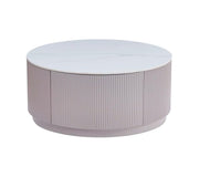 LA MESA DE CENTRO BARI 80X45CM CUENTA CON UNA TAPA EFECTO MÁRMOL BLANCO CON UNA BASE DE MADERA GRIS ESTILO BARI Y DOS CAJONES DE ALMACENAMIENTO.