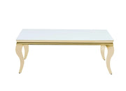 BAROQUE 120X60CM COFFEE TABLE FEATURES WHITE FINISH WITH A GOLD FEETS.