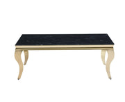 MESA DE CENTRO ESTILO BARROCO CON ACABADO EN ORO Y MÁRMOL NEGRO DE 120X60X45CM