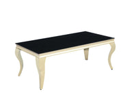 BAROQUE STYLE COFFE TABLE WITH GOLD FINISH AND BLACK MARBLE MEASURING 120X60X45CM