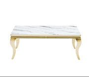 BAROQUE STYLE COFFEE TABLE WITH GOLD FINISH AND WHITE MARBLE MEASURING 120X60X45CM.