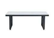 MESA DE CENTRO LEVANTO CON ESTRUCTURA DE METAL NEGRO Y MÁRMOL BLANCO DE 120X60X45CM