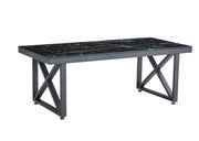 LEVANTO COFFEE TABLE WITH BLACK METAL FRAME GLASS AND BLACK MARBLE MEASURING 120X60X45CM