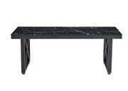LEVANTO COFFEE TABLE WITH BLACK METAL FRAME GLASS AND BLACK MARBLE MEASURING 120X60X45CM