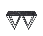 GIZEH COFFEE TABLE WITH BLACK METAL FRAME GLASS TOP AND BLACK MARBLE MEASURING WITH BLACK FEETS  80X80X45CM