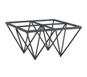 GIZEH COFFEE TABLE 80X80X45CM WITH BLACK FEETS WITH TRANSPARENT GLASS TOP.