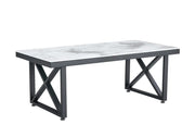 MESA DE CENTRO LEVANTO CON ESTRUCTURA METÁLICA NEGRA Y MÁRMOL BEIGE DE 120X60X45CM