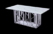 MESA DE CENTRO PORTOFINO CON ACABADO PLATA Y MÁRMOL BLANCO DE 120X70X45CM