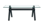 MESA DE CENTRO IXE CON ESTRUCTURA METÁLICA Y CRISTAL TRANSPARENTE DE 120X60X45CM