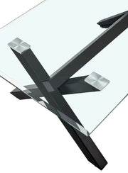 MESA DE CENTRO IXE CON ESTRUCTURA METÁLICA Y CRISTAL TRANSPARENTE DE 120X60X45CM