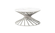 NAUTILUS COFFEE TABLE WITH SILVER FINISH AND WHITE MARBLE 80CM
