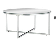 LORIE COFFEE TABLE WITH SILVER LEGS AND MIRRORED TOP 90CM