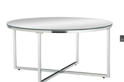 LORIE COFFEE TABLE WITH SILVER LEGS AND MIRRORED TOP 90CM