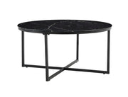 MESA DE CENTRO LORIE CON PATAS DE METAL NEGRAS Y TAPA DE MÁRMOL NEGRO 90CM