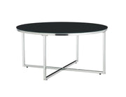 LORIE COFFEE TABLE WITH SILVER LEGS AND BLACK MARBLE  TOP 90CM