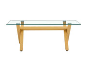 IXE COFFEE TABLE WITH WOODEN FRAME AND TRANSPARENT GLASS MEASURING 120X60X45CM