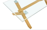 IXE COFFEE TABLE WITH WOODEN FRAME AND TRANSPARENT GLASS MEASURING 120X60X45CM