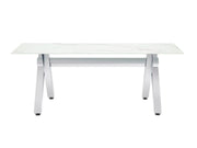 MESA DE CENTRO IXE CON ACABADO PLATEADO Y MÁRMOL BLANCO DE 120X60X45CM