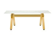 IXE COFFEE TABLE WITH GOLD FINISH AND WHITE MARBLE MEASURING 120X60X45CM
