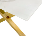 IXE COFFEE TABLE WITH GOLD FINISH AND WHITE MARBLE MEASURING 120X60X45CM