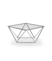 ALINA COFFEE TABLE WITH SILVER FINISH AND TRANSPARENT GLASS MEASURING 80X80X45CM