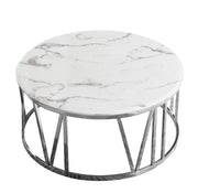 ATMOS COFFEE TABLE WITH SILVER FINISH AND WHITE MARBLE 100CM