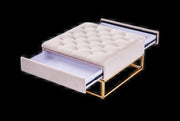 COFFEE TABLE WITH 2 DRAWERS ,BEIGE AND GOLD FINISH MEASURING 80X800X43CM