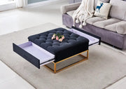 COFFEE TABLE WITH 2 DRAWERS GOLD AND BLACK FINISH MEASURING 80X80X43CM