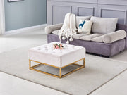 COFFEE TABLE WITH 2 DRAWERS ,WHITE AND GOLD FINISH MEASURING 80X800X43CM