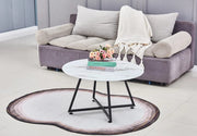 MESA DE CENTRO HELOISE CON PATAS NEGRAS DE METAL Y MÁRMOL BLANCO DE 80X45CM
