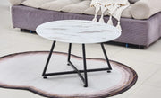 MESA DE CENTRO HELOISE CON PATAS NEGRAS DE METAL Y MÁRMOL BLANCO DE 80X45CM