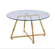 HELOISE COFFEE TABLE WITH METAL GOLD FEETS AND TRANSPARENT GLASS MEASURING 80X45CM