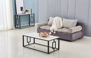 MESA DE CENTRO SOPHIE CON ACABADO NEGRO Y MÁRMOL BLANCO DE 120X60X45CM