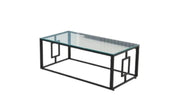 MESA DE CENTRO SOPHIE CON ACABADO NEGRO Y CRISTAL TRANSPARENTE DE 120X60X45CM