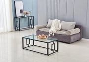 MESA DE CENTRO SOPHIE CON ACABADO NEGRO Y CRISTAL TRANSPARENTE DE 120X60X45CM