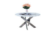 JESSY ROUND COFFEE TABLE WITH SILVER FINISH AND WHITE MARBLE MEASURING 80X45CM