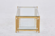 FLUTE COFFEE TABLE WITH GOLD FINISH AND TRANSPARENT GLASS MEASURING 120X60X45CM