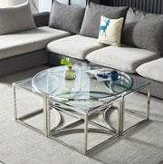 ELVE COFFEE TABLE WITH SILVER FINISH AND TRANSPARENT GLASS MEASURING 90X45CM