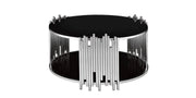 STICK COFFEE TABLE WITH SILVER FINISH AND BLACK FINISH TOP MEASURING 90X45CM