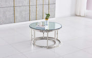 SILVER NESTING COFFEE TABLES WITH MIRRORED FINISH SIZES 80X45 + 60X38CM