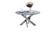 JESSY ROUND COFFEE TABLE WITH SILVER FINISH AND TRANSPARENT GLASS MEASURING 80X45CM