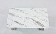 OMEGA COFFEE TABLE WITH SILVER FINISH AND WHITE MARBLE MEASURING 120X70CM