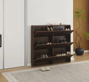 BEYROUTH SHOE CABINET WITH WALNUT EFFECT MEASURING 112X120X17CM
