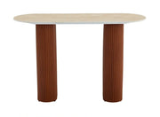 ROXY CONSOLE TABLE WITH WALNUT LEGS AND TRAVERTINE CERAMIC TOP MEASURING 120X40X78CM.