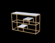 ROMY GOLD FEETS CONSOLE  WITH WHITE MARBLE  120X40X80CM