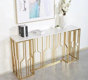 PORTOFINO GOLD FINISHING CONSOLE WITH WHITE MARBLE MEASURING 120X40X78CM
