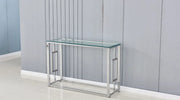 SOPHIE SILVER CONSOLE WITH TRANSPARENT GLASS TOP 120X40X78CM