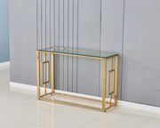 SOPHIE GOLD CONSOLE WITH TRANSPARENT GLASS TOP 120X40X78CM