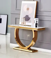 OMEGA GOLD CONSOLE WITH WHITE MARBLE 120X40X78CM