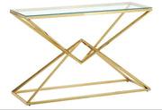 CONSOLA TRANSPARENTE PIRÁMIDE DORADA 120X40X78CM
